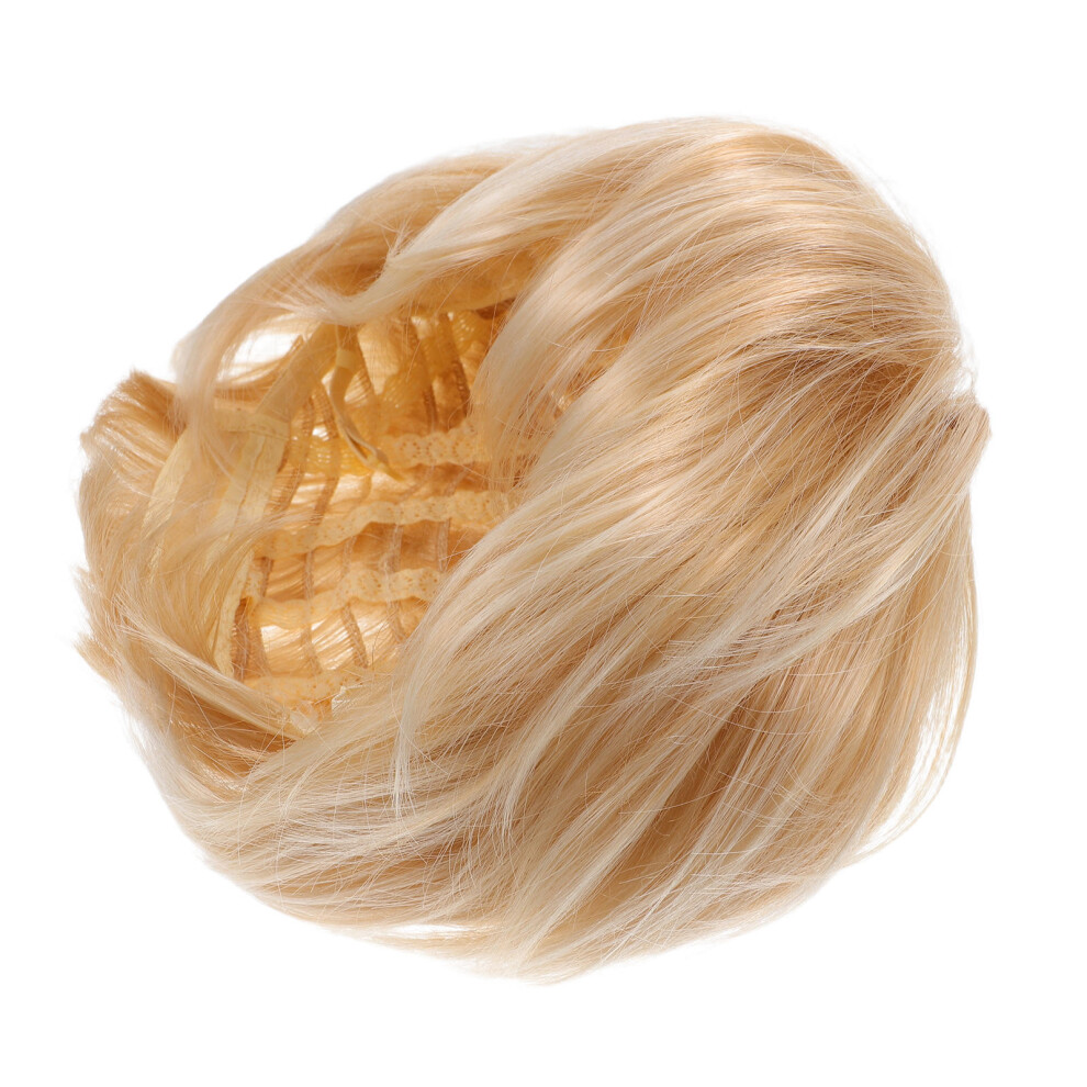 Inoomp Unisex Brown 3Pcs Short Synthetic Wigs For Women Dark Mixed Blonde With Bangs