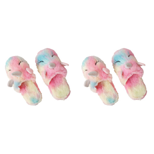 2Pcs Warm Plush Unicorn Cotton Slippers For Home Use 1