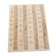 Braille Alphabet Tracing Board Wooden Montessori Tactile Educational Aid For Blind Learners All Ages