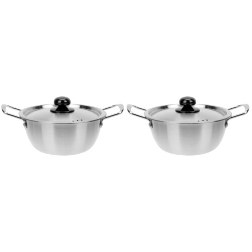 2 Sets Stainless Steel Korean Style Double Handle Noodle Pot 1