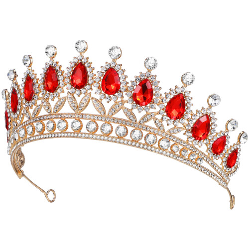 Rood Kroonvormige Tiara Voor Dames Bruiloft Accessoire