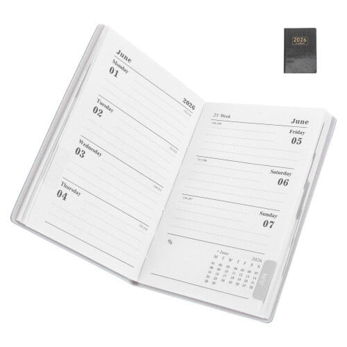 4Pcs A7 Size 2026 Mini Planner With PU Monthly Calendar 2