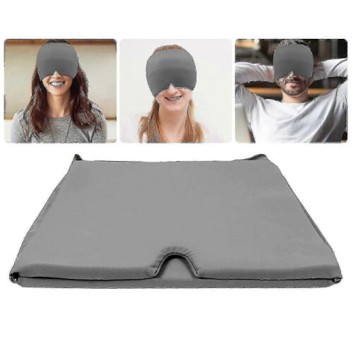 (Grey) Migraine Relief Hat with Gel Ice Pack, Cold Therapy for Headache Relief, Stretchable Cap 1