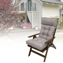 Outdoor Seat/Back Chair Cushion 49x22In Tufted High-Back Rocking Chair Cushions With Ties for Garden Patio Light Gray