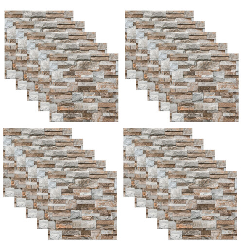 60 Sheets Brick Wall Stickers Vintage Peel And Stick Tiles Decor 1