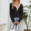Stilvoller Spitzenpullover mit V-Ausschnitt, lässiger, einfarbiger Spitzenpullover mit V-Ausschnitt, schicker und charismatischer Look, leicht zu 5