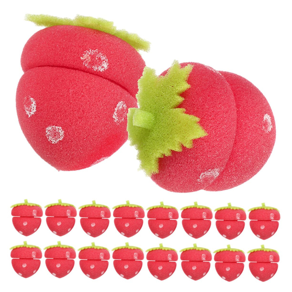 18pcs Strawberry Sponge Curlers Rollers Flexible Overnight Curling Tool For Natural Curls Portable Travel Friendly