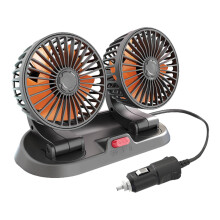 Dual Head Car Fan Quiet Air Circulator, Five-Blade, 24V DC, Fits Cars And SUVs, 22.5 x 14.6 x 10.6 cm