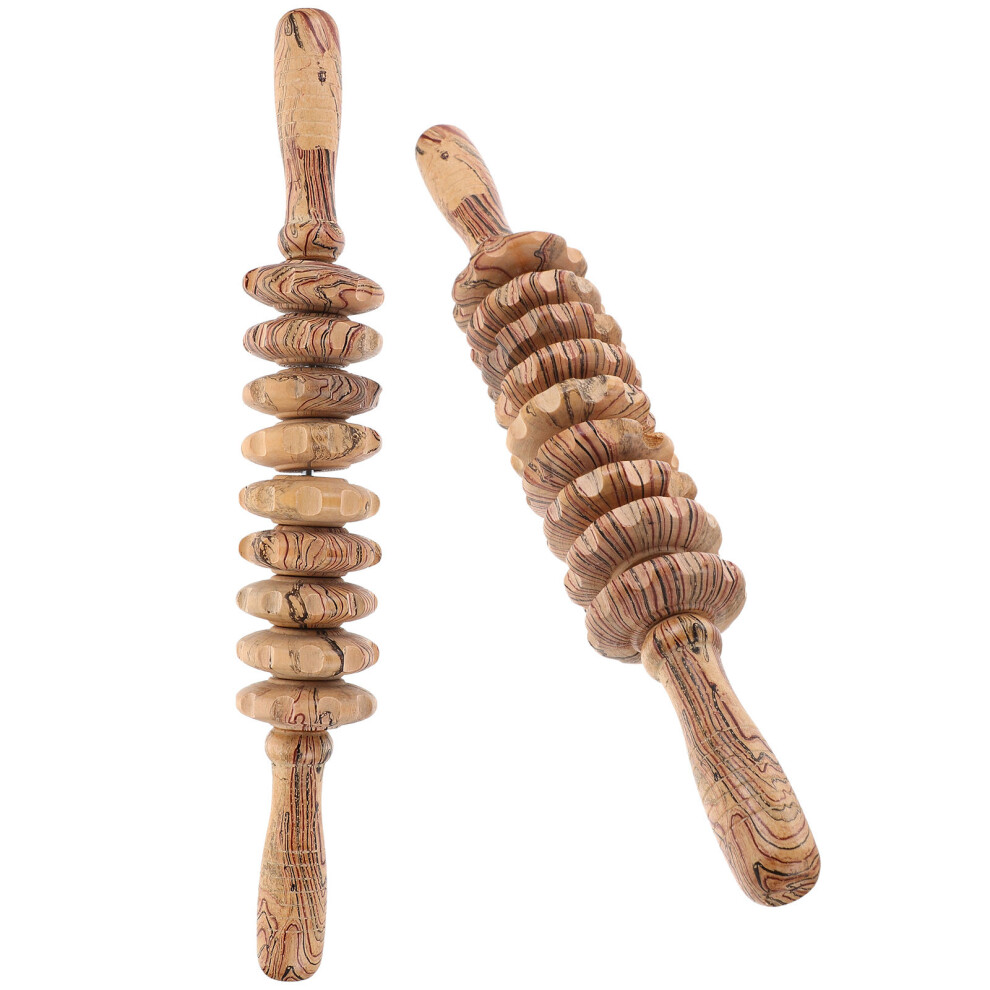 Solustre 4 Pcs Wooden Handheld Roller Belly Massagers Practical