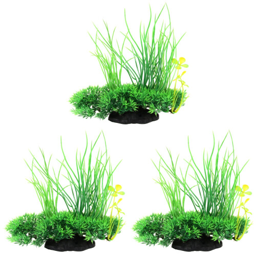 3Pcs Green Plastic Aquarium Plants For Fish Tank Decor 1