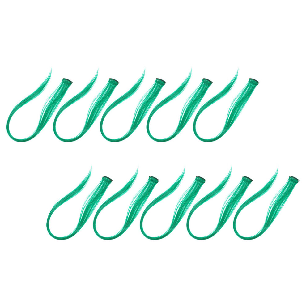 Artibetter 40 Pcs Green Hair Extensions For Women With Clips (Straight)