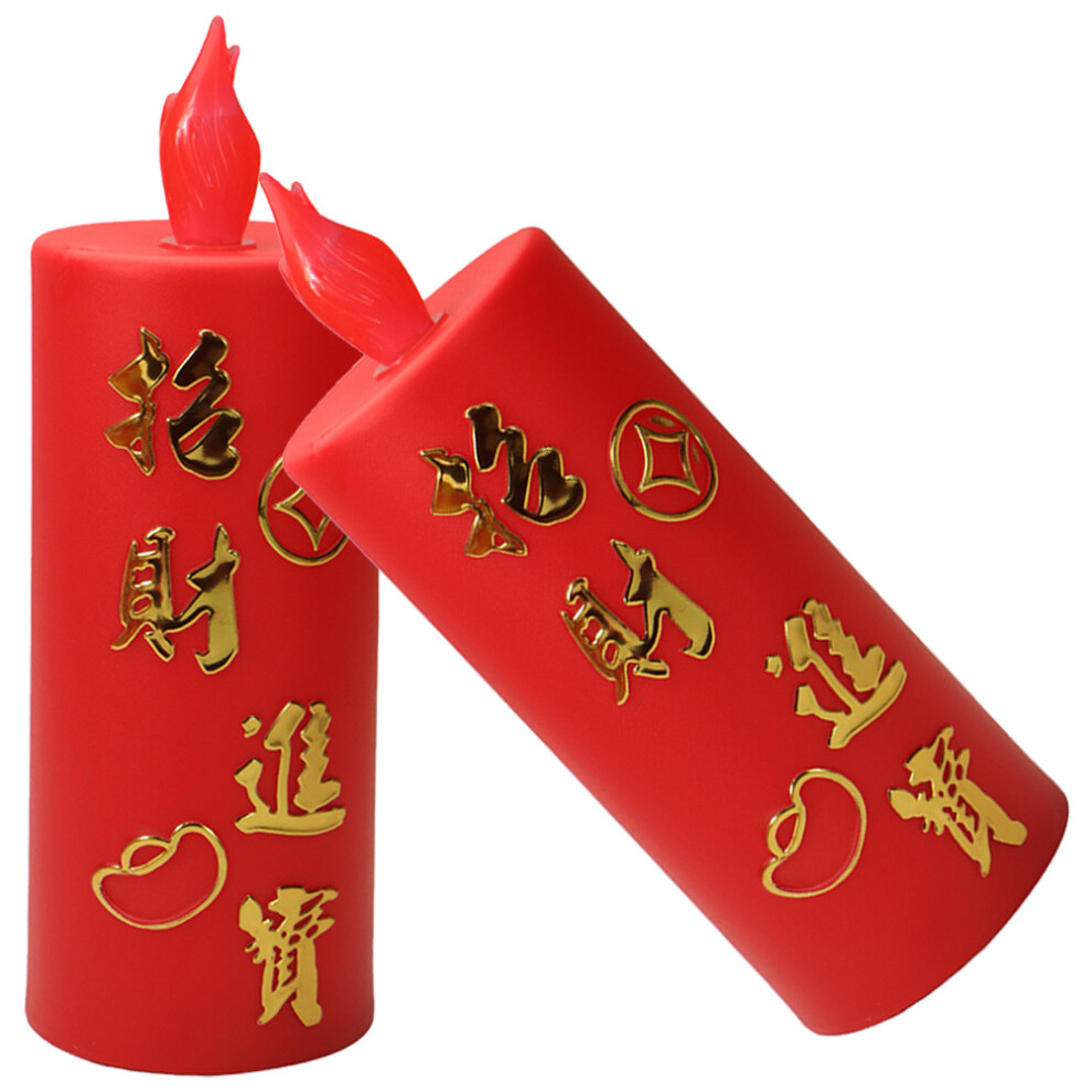 2 Pairs Led Candle Light Chinese Flameless Buddhist Hall Decor-image-OPC-PKXPN55-NEW