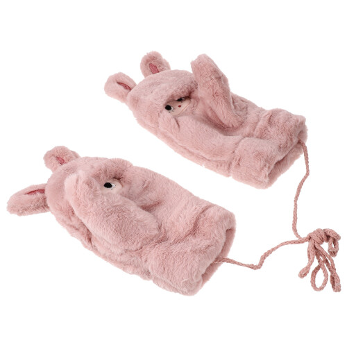 2 Pairs Women Winter Fluffy Plush Windproof Gloves
