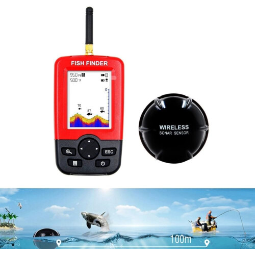 Compact Wireless Fish Finder 40M Sonar Technology Depth Alarm Clear LCD Display 1