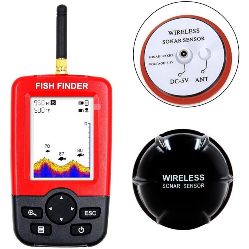 Compact Wireless Fish Finder 40M Sonar Technology Depth Alarm Clear LCD Display 2