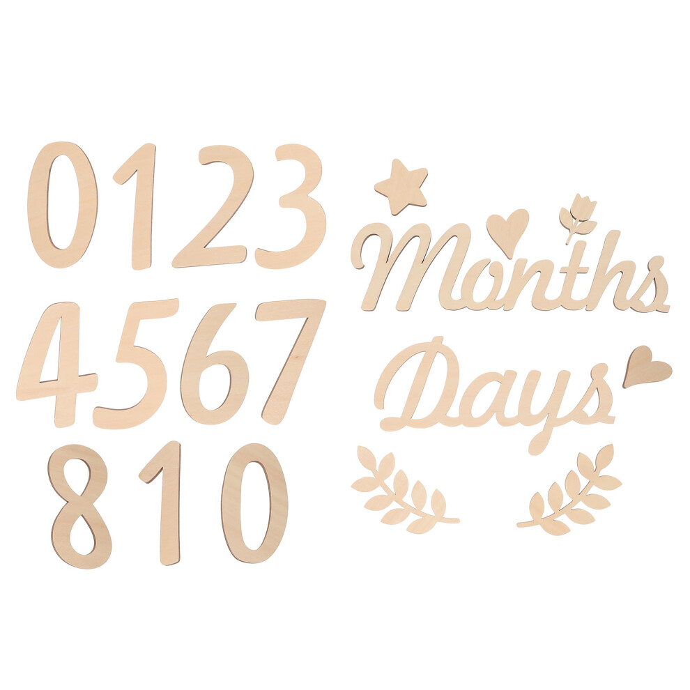 4 Sets Baby Wood Monthly Milestone Numbers Photo Props Artibetter