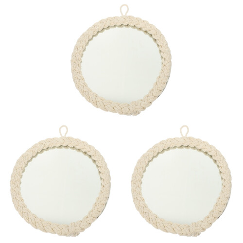 3Pcs Cotton Rope Mirror Wall Hanging Bathroom Makeup Mirror 1