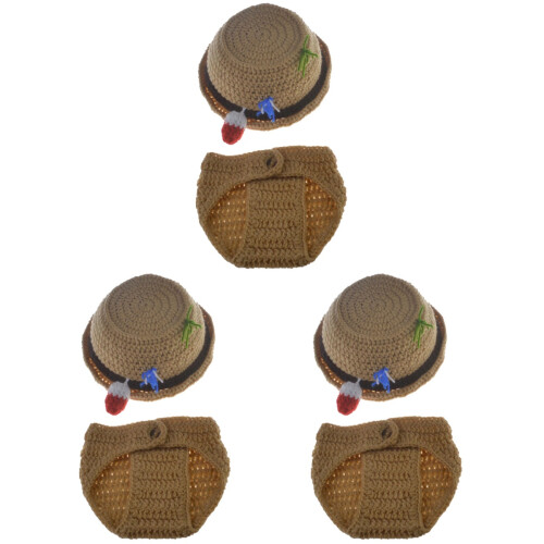 6 Pcs Hand Knitting Hat Photography Outfit Set 1