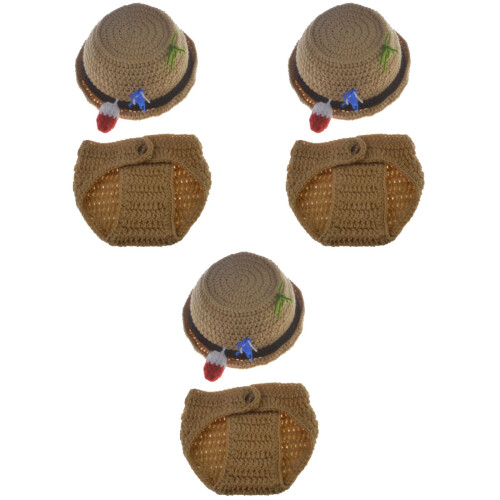 6 Pcs Hand Knitting Hat Photography Outfit Set 2