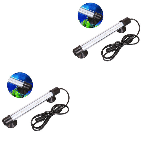 2Pcs Fish Tank Underwater LED Light 3 Colors 18cm With 2