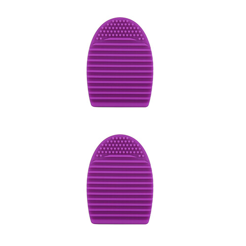 2Pcs Silicone Makeup Brush Cleaning Egg Washing Tool Purple 2
