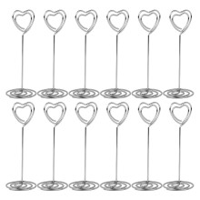 12Stk Silberne Herzförmige Tischkarten- Und Fotoclips Für Hochzeit
