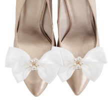 3 Pairs Wedding Big Bow Shoe Clip With Pearls Buckle For Women