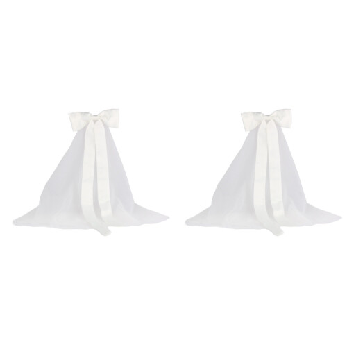 2Pcs Women Wedding Bridal Veil With Bow Romantic Accessory 1
