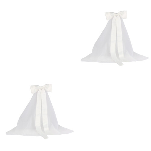 2Pcs Women Wedding Bridal Veil With Bow Romantic Accessory 2