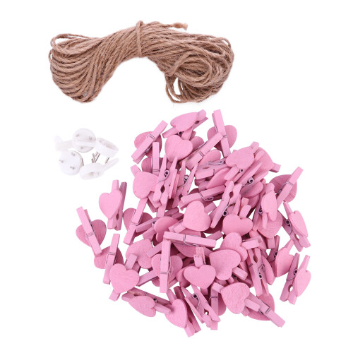 2 Sets Memo Clips With Hemp Rope Diy Folder Clips Pink 1
