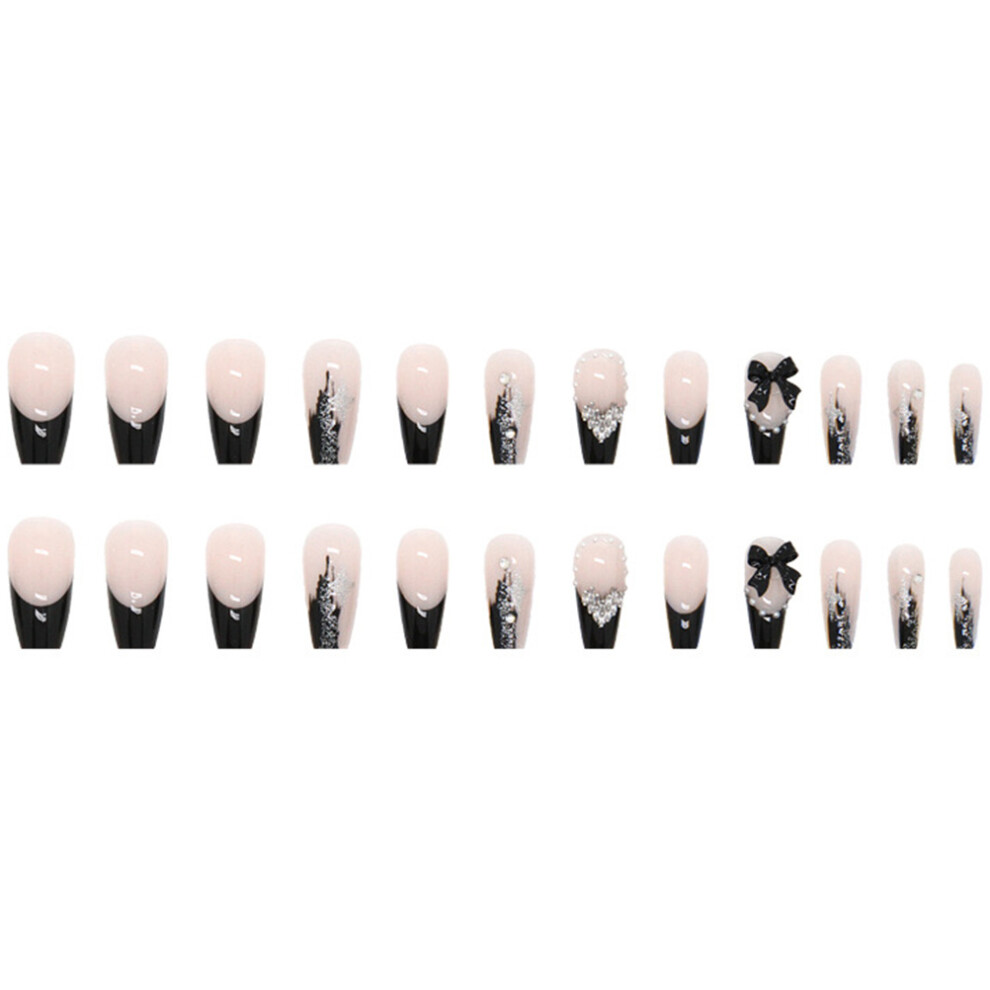 Iplusmile 48 Pcs Press On Nails Bowknot False Nails Glue On Diy Nail Art