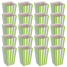 80 Pcs Green Striped Paper Popcorn Buckets For Movie Night Party