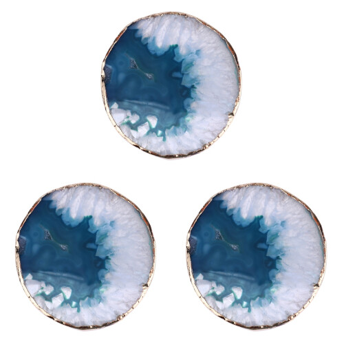 3 Pcs Agate Stone Coaster Round Heat Insulation Mug Pad 1