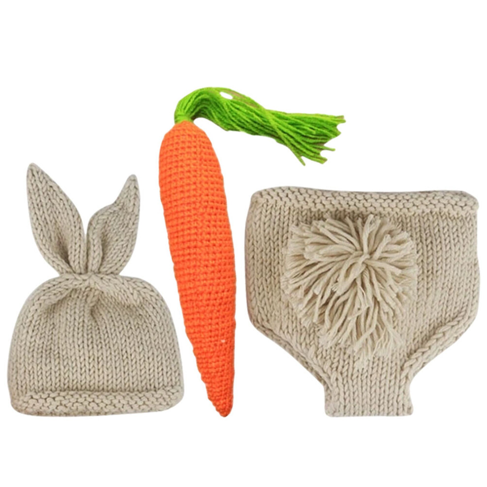 2 Sets Newborn Baby Crochet Hat Pants Bunny Outfit Photography Props 3363760631325