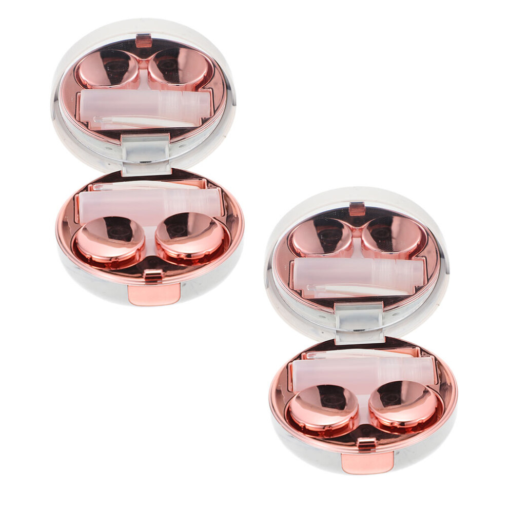 Aboofan Gold 2Pcs Portable Eye Lens Cases For Outdoor Use Rose