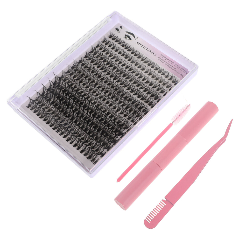 Aboofan Pink 1 Set Diy Eyelash Kit With Clusters Glue Remover Tweezers Combs Brush