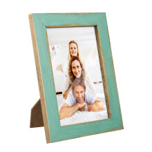 2Pcs 6 Inch Wooden Photo Frames Vintage Tabletop Decor Light Blue