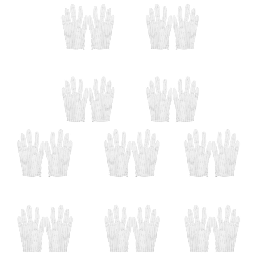 20 Pairs White Anti Static Gloves Stripe Mitten For Industrial Work 033590388883