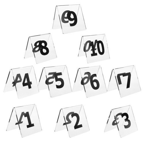 3 Sets Double Sided Table Numbers Clear Triangle Place Cards 1-10 1