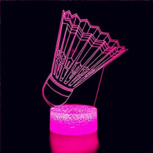 3D Badminton Nachtlamp Illusie 7 Kleurverandering Touch Schakelaar Tafel Bureau Decoratie Lampen Gif