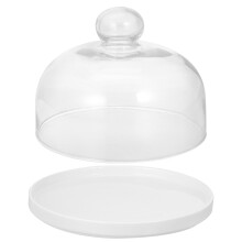 2Pcs Ceramic Cake Plate With Glass Cover
