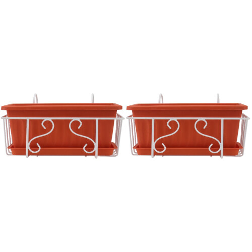 2 Sets Rectangular Hanging Railing Flower Stand For Vegetable Planting 1