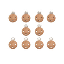30 Pcs Wooden Infant Pacifier Clips Teething Soother 35mm Round