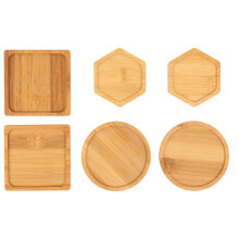 18Pcs Light Brown Plant Pot Tray Saucer Bamboo Flowerpot Holder