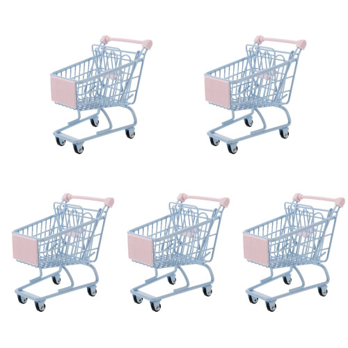 5Pcs Mini Shopping Cart Toy Trolley Desktop Storage Organizer 1