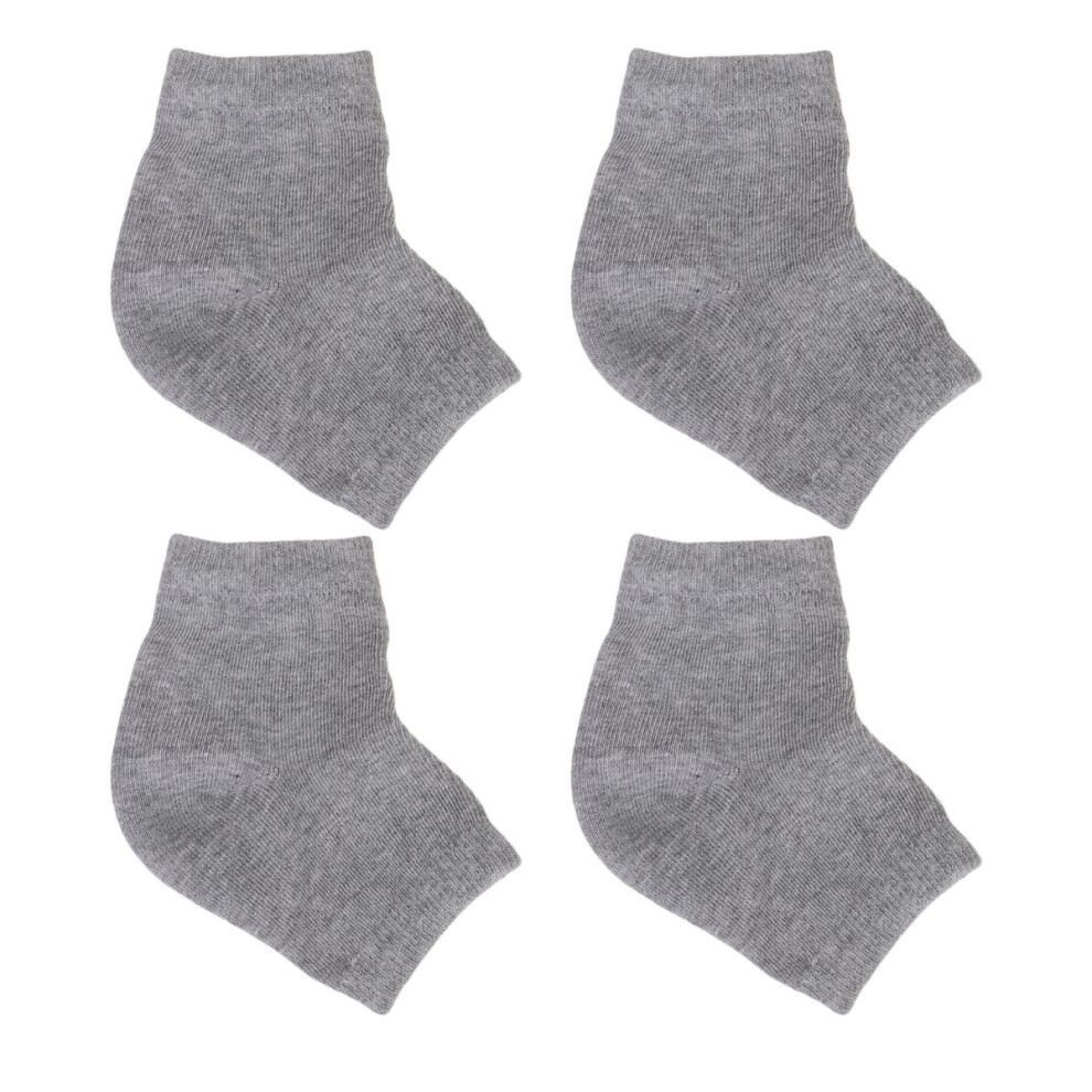 Happyyami 4 Pairs Gel Heel Socks Moisturizing Exfoliating Protector Grey