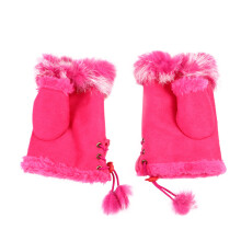 2 Pairs Warm Rabbit Half Finger Gloves For Winter