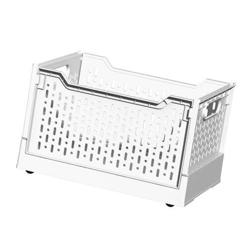 Foldable Stackable Plastic Baskets with Handles and Wheels 2