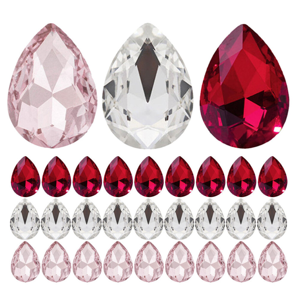 Vaguelly 150Pcs Glass Drop Charms Water Shape Rhinestones For Nail Salon