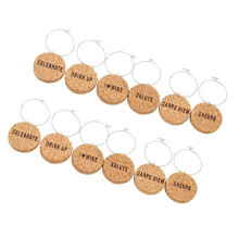 12Pcs Cork Glass Charms With Wire Drink Markers For Wine Glasses